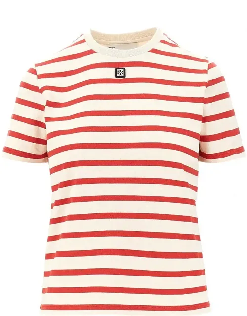 Striped T-shirt With Logo Detail