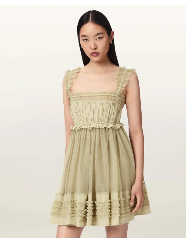 Gathered Frill Mini Dress