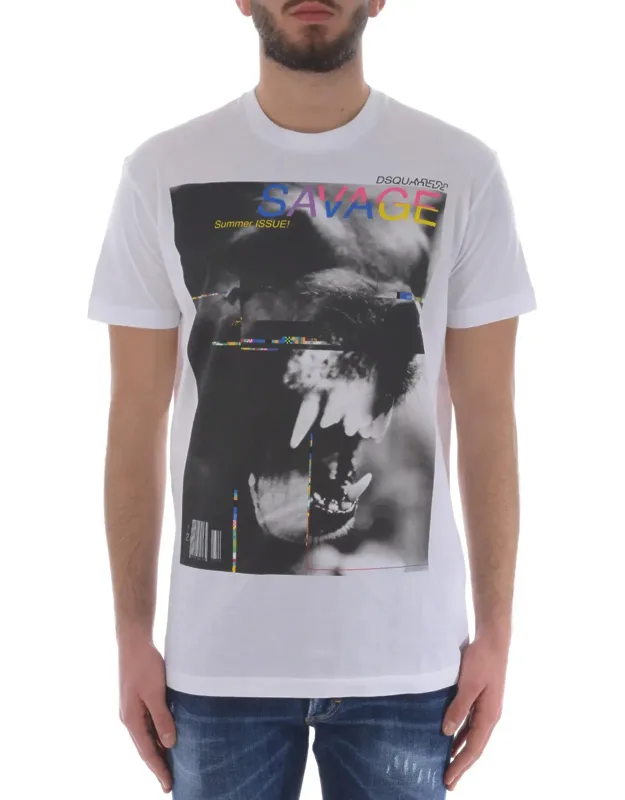 Savage Print Graphic Cotton T-shirt