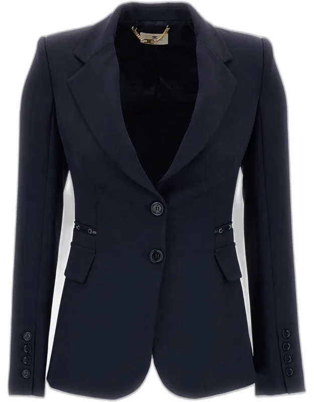 Blazer In Stretch Crepe With Tailored Silhouette