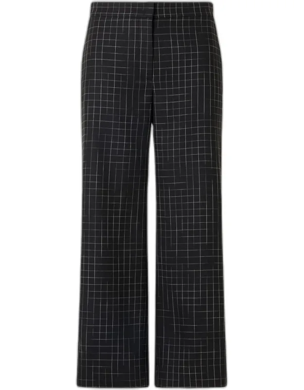 High-rise Check Straight-leg Ankle Pants