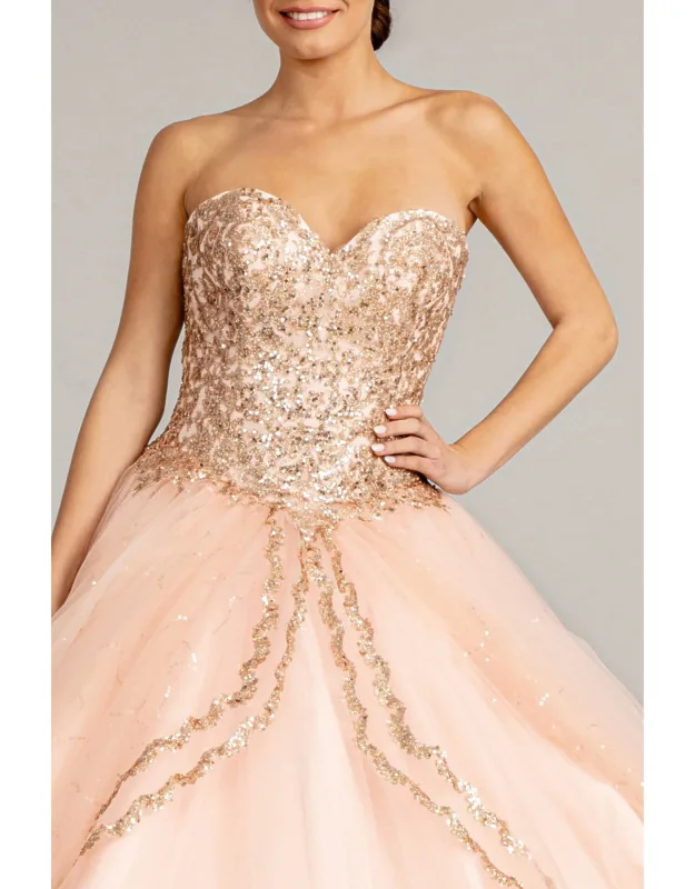 Strapless Detailed Ball Quinceanera Dress