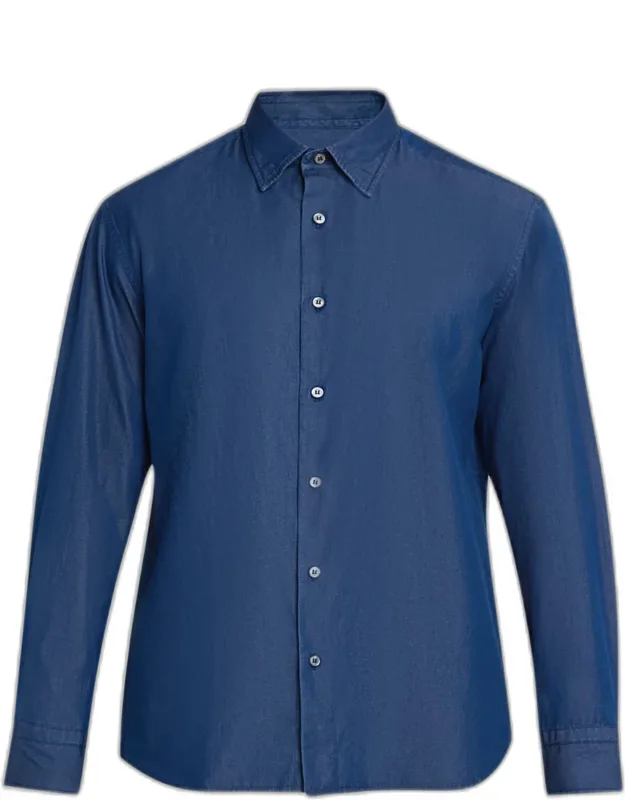 Cotton Denim Casual Button-down Shirt