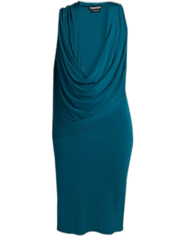 Cowl-neck Jersey Body-con Dress