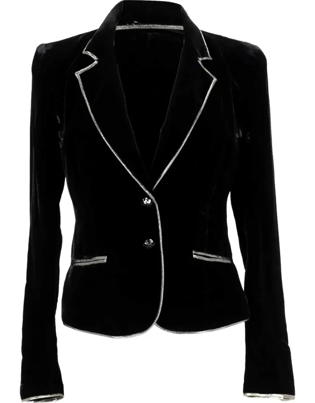 Single-breasted Blazer With Pockets In Velvet