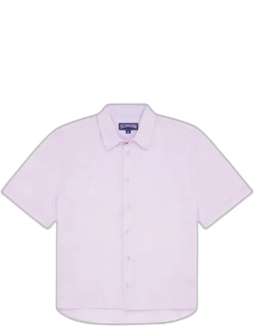 Short-sleeve Button-down Linen Shirt