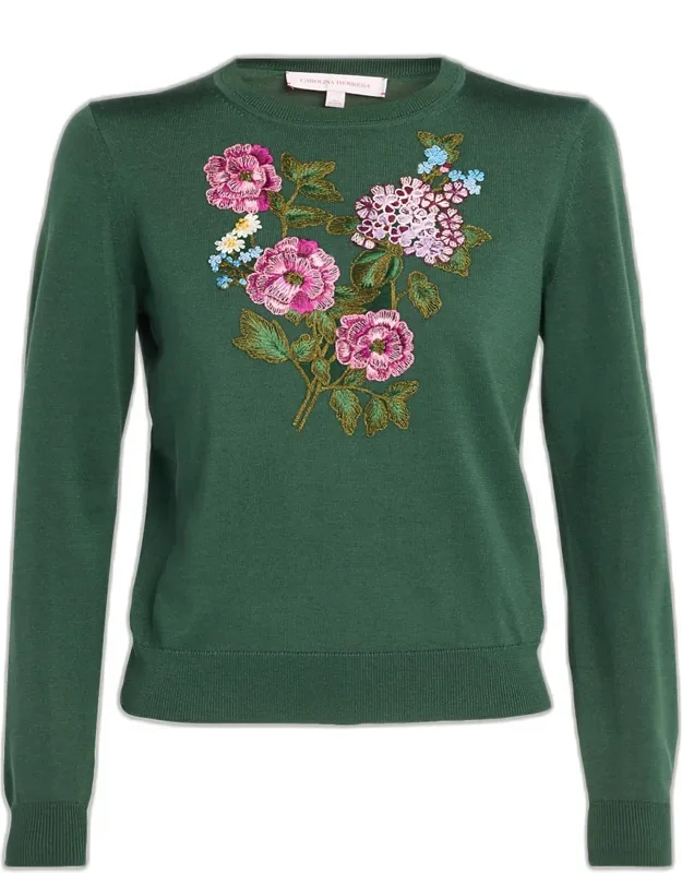 Floral Embroidered Crewneck Sweater