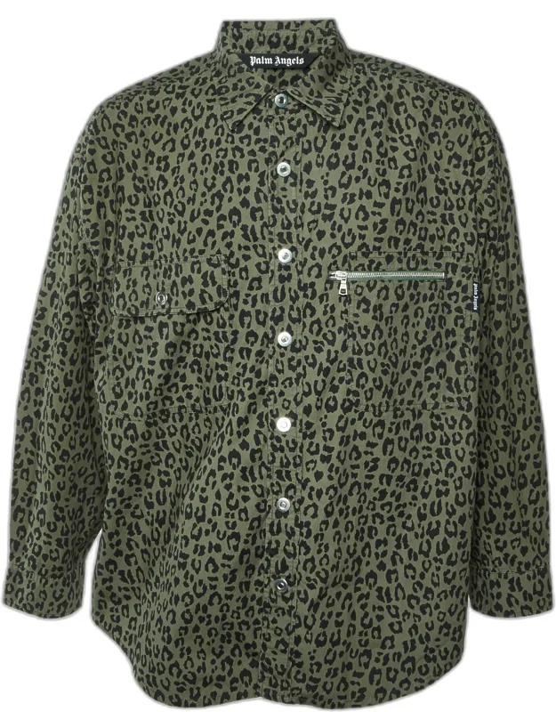 Leopard Print Cotton Long Sleeve Shirt