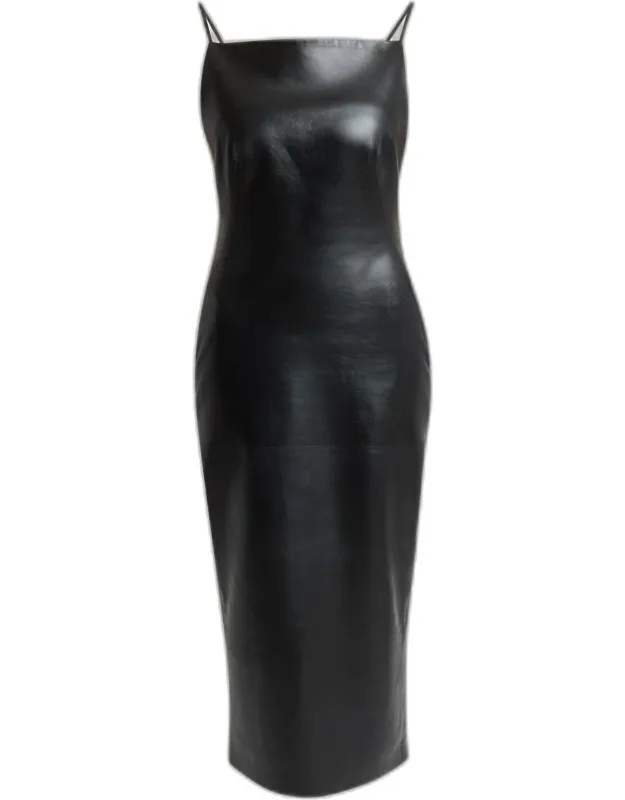 Sliced Midi Leather Dress