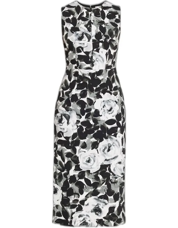 Floral-print Column Midi Dress
