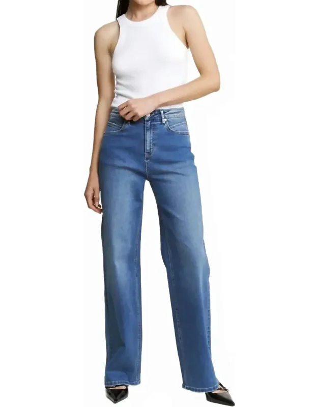 High Rise Stretch Wide Leg Jeans