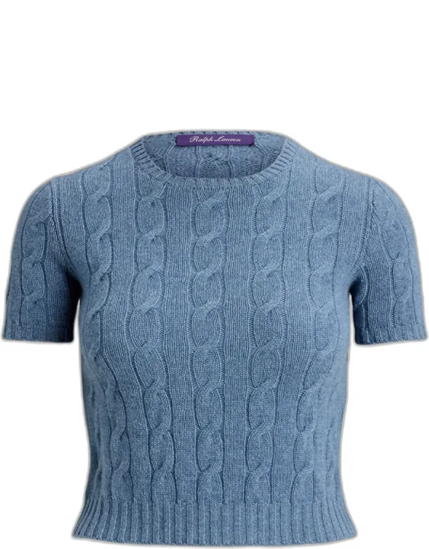 Cashmere Short-sleeve Crewneck Sweater