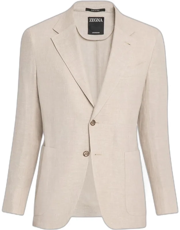 Crossover Linen And Wool Single-breasted Sport Coat