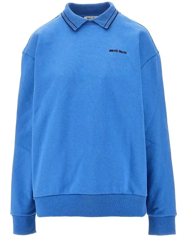 Cotton Sweatshirt With Scalloped Collar