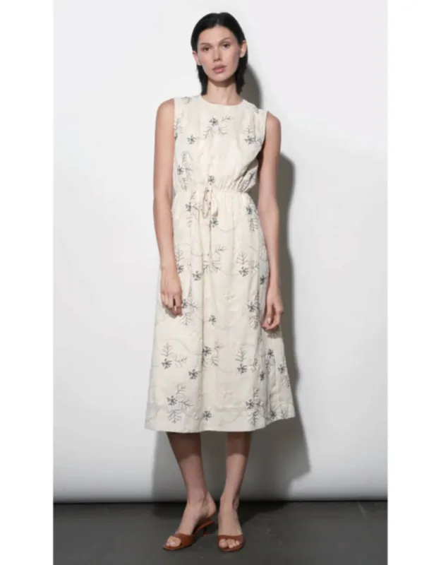 Embroidered Sleeveless Dress With Back Cut Out