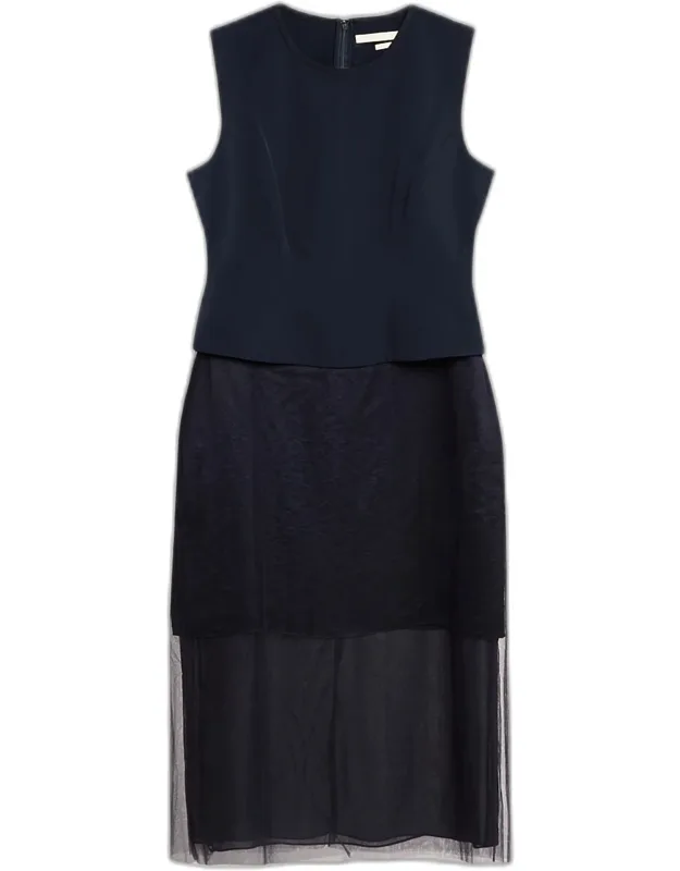 Layered Sleeveless Midi Cocktail Dress