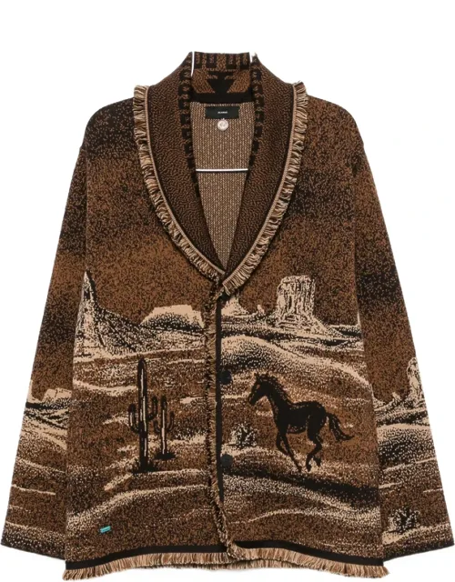 Landscape-pattern Fringed Jacket
