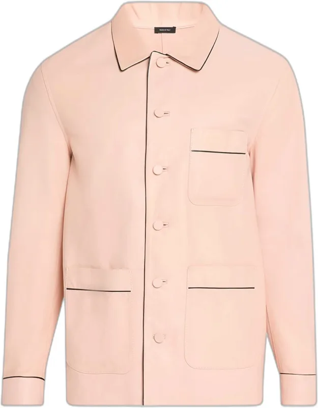 Piped Nappa Leather Shirt Jacket