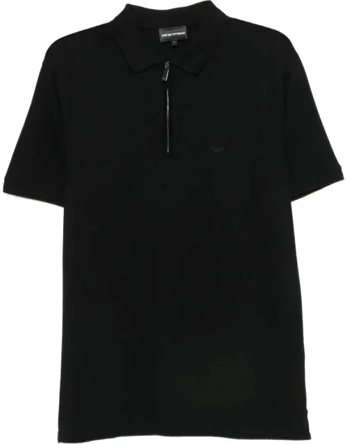 Zip-fastening Logo-patch Polo Shirt