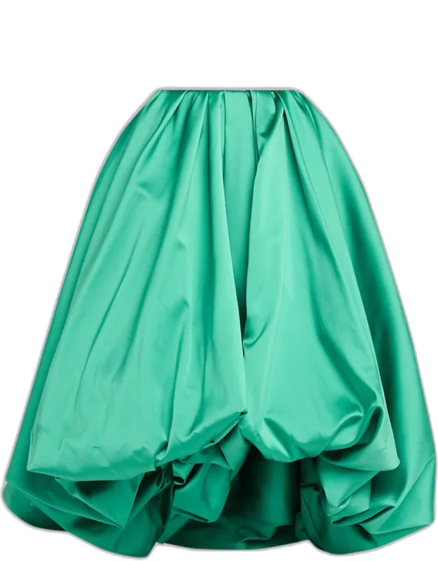Pleated Midi Balloon Skirt