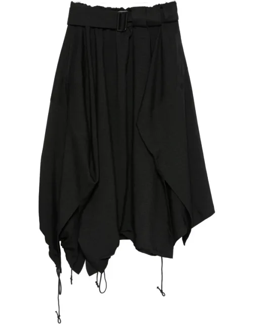 Adapt Su Belted-waist Asymmetric-hem Midi Skirt