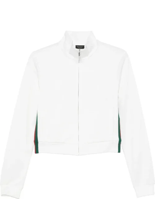 Web-stripe Zip-up Cardigan
