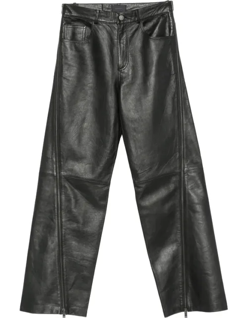 Belt-loop Leather Trousers