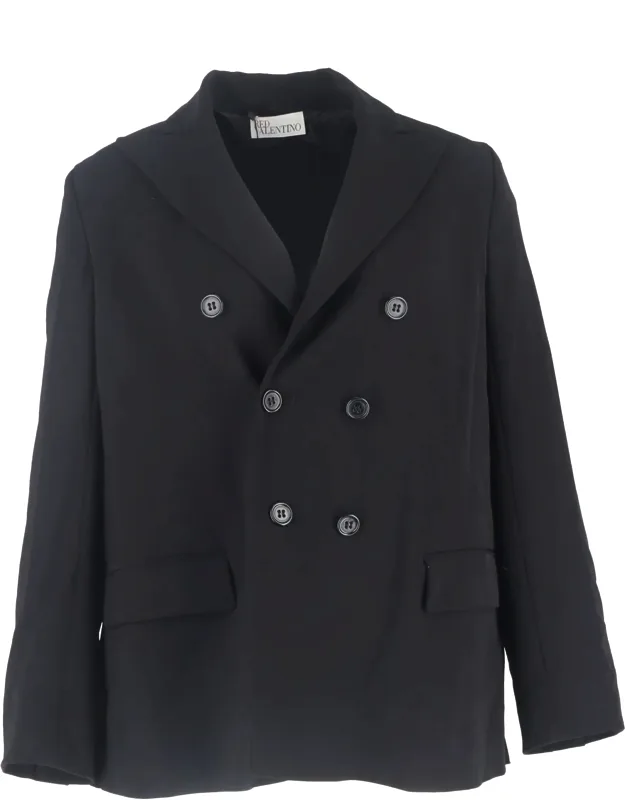 Double-breasted Back Pleated Blazer