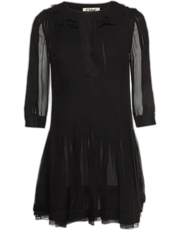 Chiffon Pleated Mini Dress