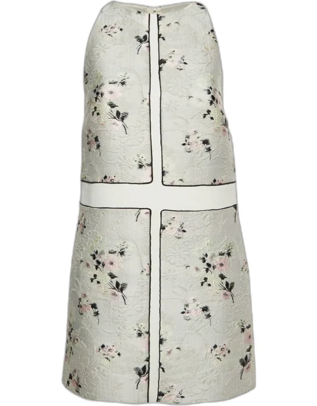 Floral Jacquard Sleeveless Mini Dress