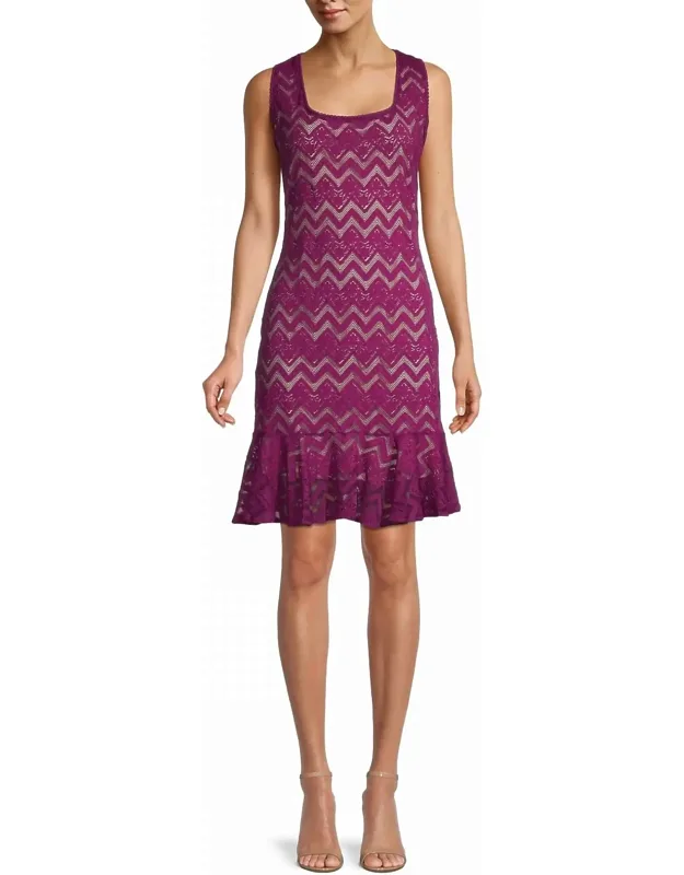 Square Neck Chevron Mini Dress