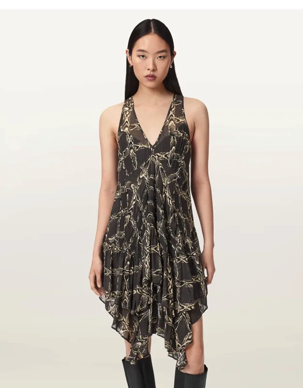 Asymmetric Tiered Midi Dress