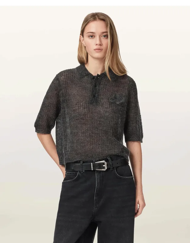 Pointelle Embroidered Polo T-shirt