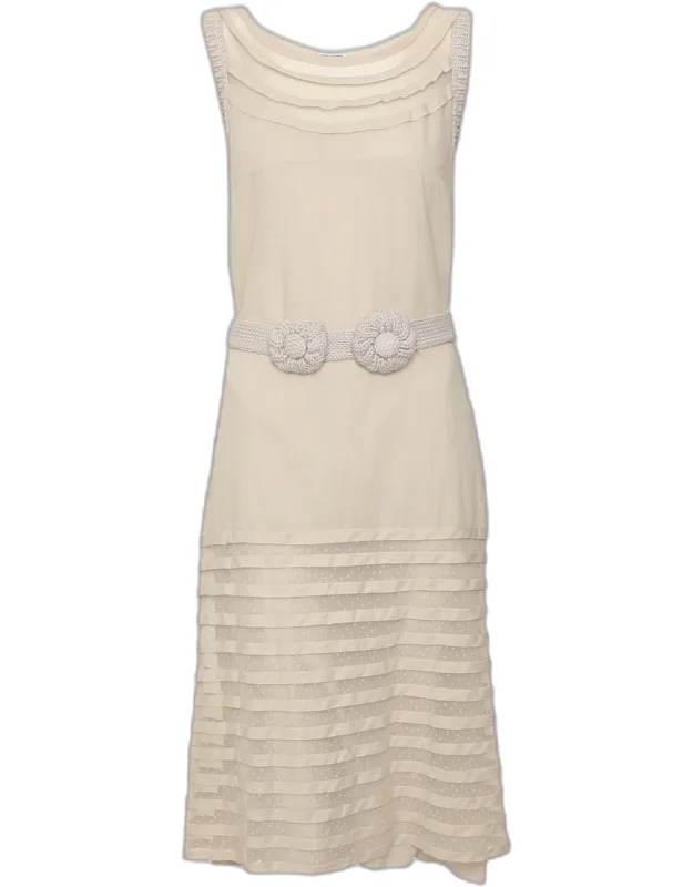 Lilac Poplin And Mesh Layered Belted Midi Dress