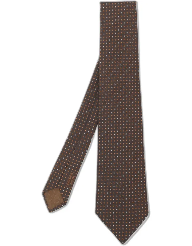 Silk H Wave Faconne H Pattern Neck Tie