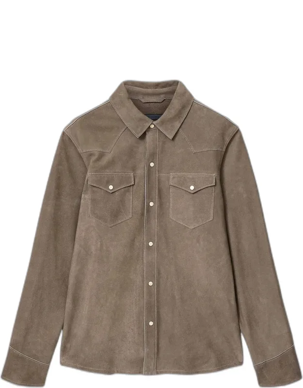 Sage Suede Western Shirt Jacket