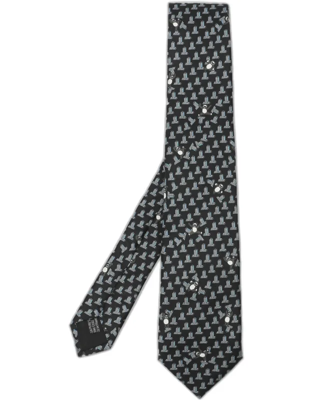 Printed Silk Panda Motif Neck Tie