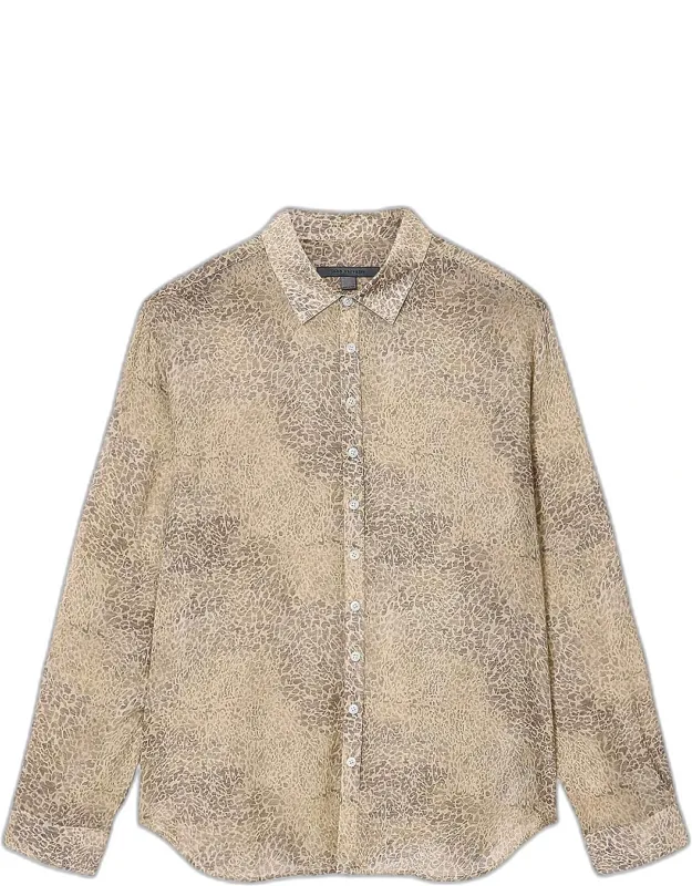 Bucks Linen Animal-print Button-down Shirt