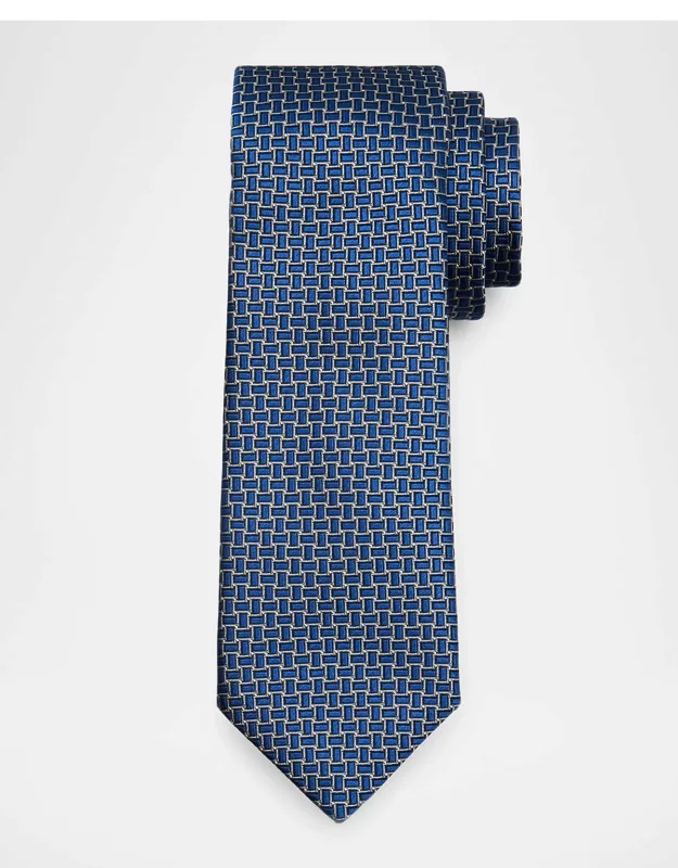 Stacked Geometric Jacquard Silk Tie
