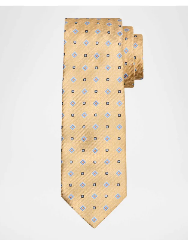 Chevron Micro-geometric Jacquard Silk Tie