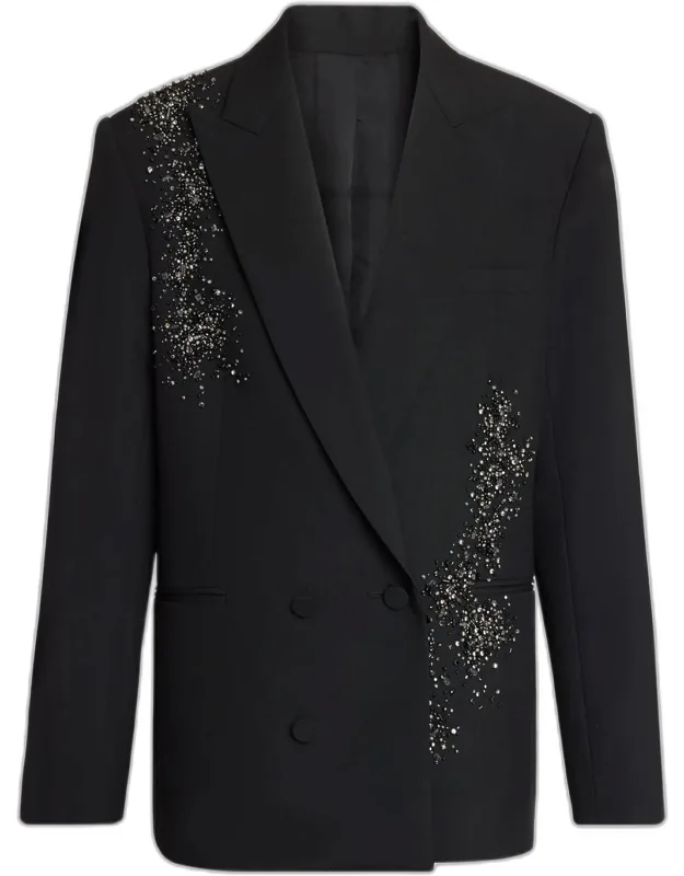 Crystal-embellished Two-button Wool Blazer