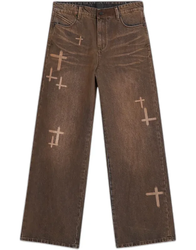 Cross Graphic Wide-leg Jeans