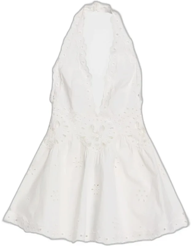 Embroidered Halter Mini Dress