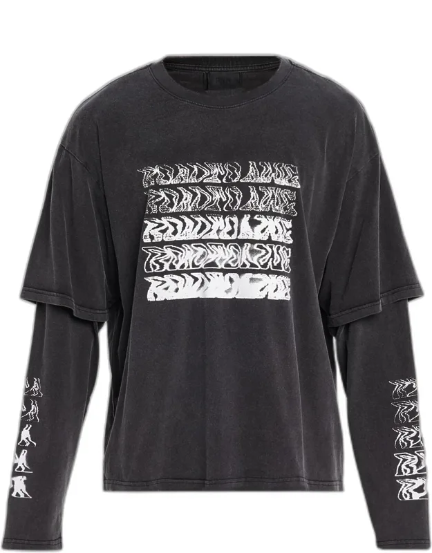 Double Layer Long-sleeve Graphic T-shirt