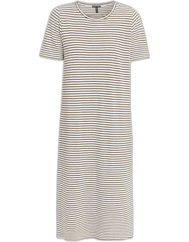 Striped Organic Cotton Knit Midi Dress