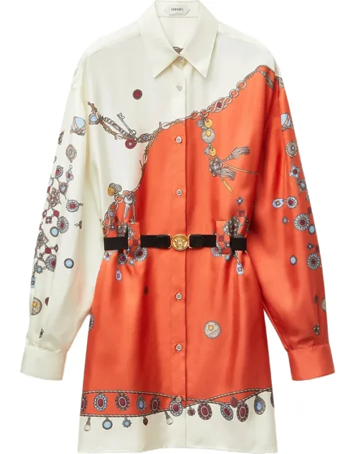 Printed Silk Twill Mini Dress