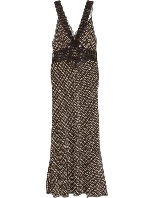 Lace-panelled Printed Maxi Dress