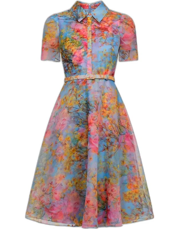 Floral-print Organza Midi Dress