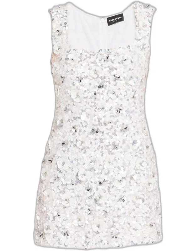 Floral Sequined Mini Dress