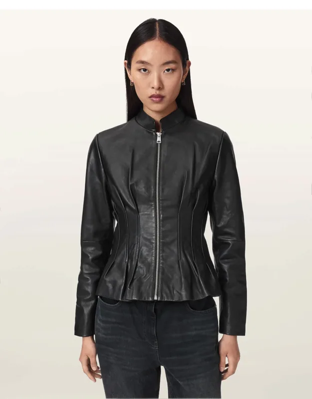 Clo Pleated Leather Jacket